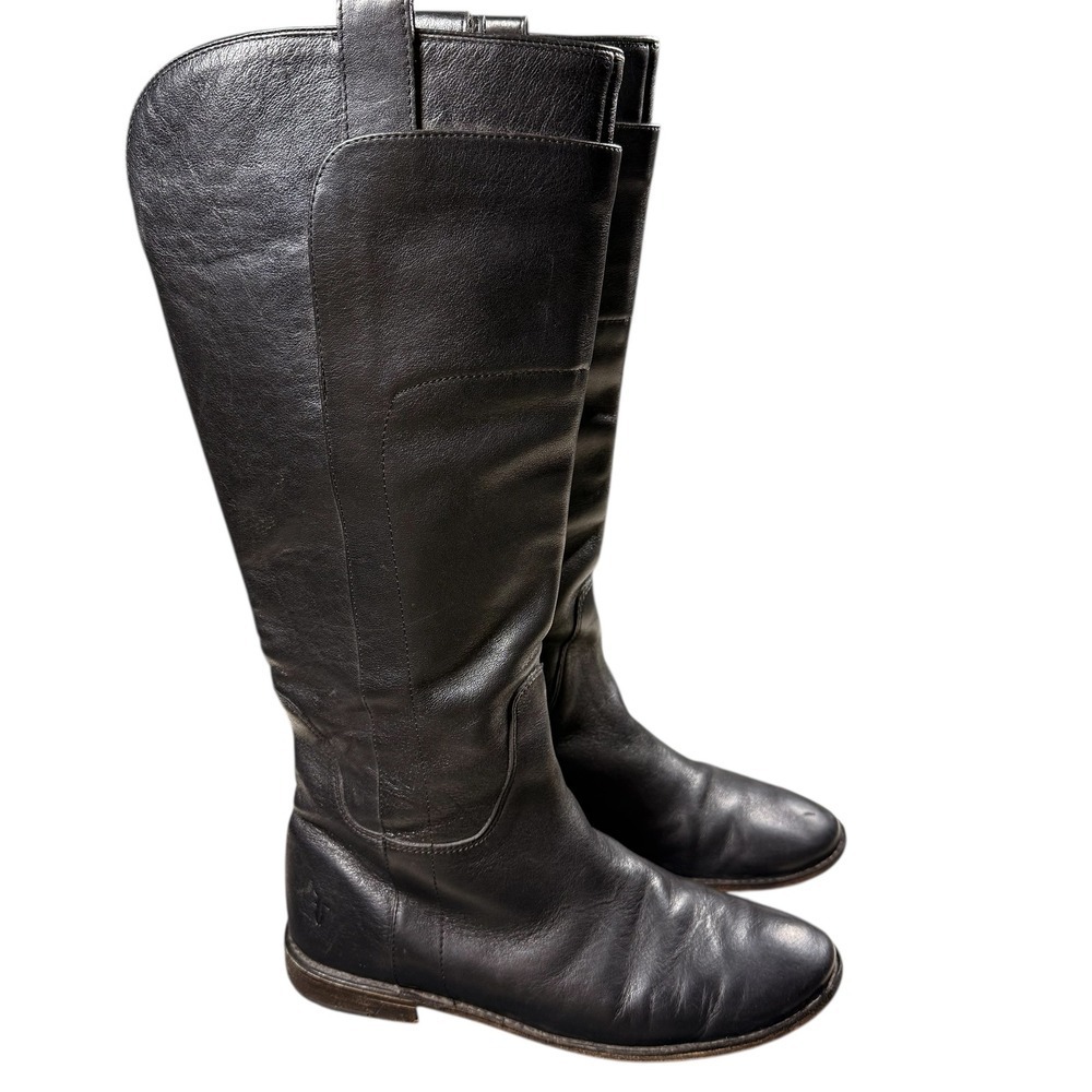 Frye Melissa Button Womens 8.5 B Black Leather Tall Riding Boots Equestrian